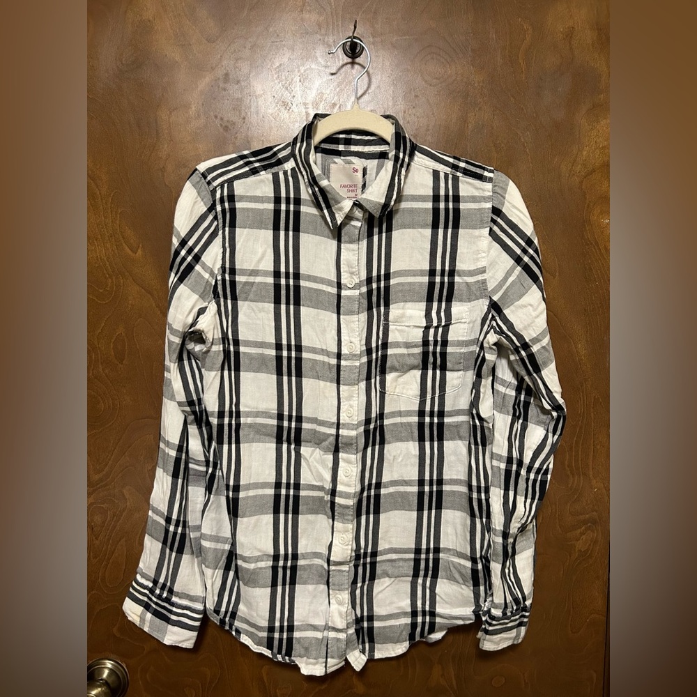 Black and white collared button down